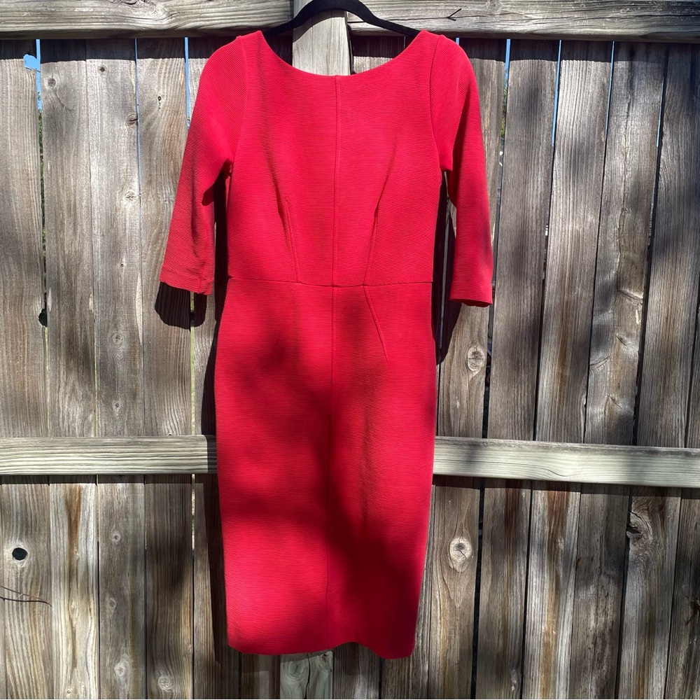 Boden Red Ribbed Wiggle Dress Sz 6